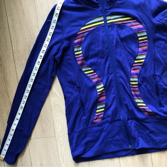 Lululemon Zip Up Striped Logo Jacket in Blue Size 8 - Picture 7 of 14